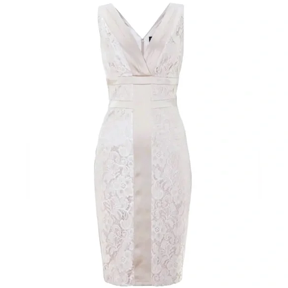 chinese dress ladies Women's White Sleeveless Solid Lace Panel Dress main image 1